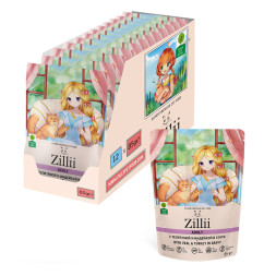 Zillii Adult Cat Veal/Turkey влажный корм для взрослых кошек с телятиной и индейкой в соусе, в паучах - 85 г х 12 шт