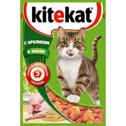 Kitekat корм для кошек в паучах с Кроликом в желе 28 шт х 85 гр