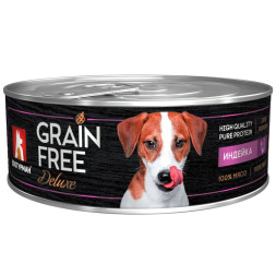 Зоогурман Grain Free Deluxe влажный корм для взрослых собак всех пород, с индейкой - 100 г x 24 шт
