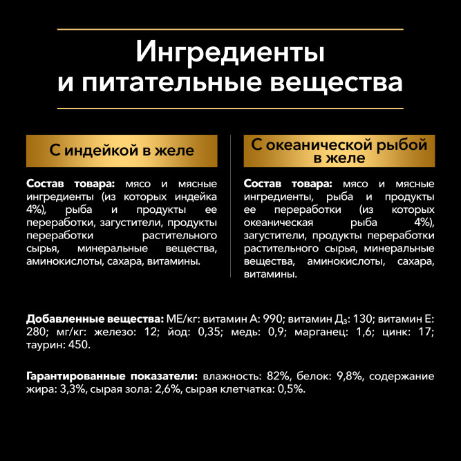 Purina Pro Plan набор паучей для взрослых стерилизованных кошек, вкусные кусочки с индейкой в желе, вкусные кусочки с океанической рыбой в желе - 85 г х 40 шт