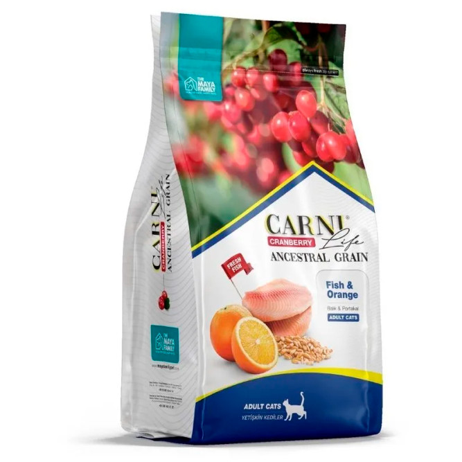 CARNI LIFE Adult сухой корм для взрослых кошек, с рыбой, апельсином и клюквой - 5 кг