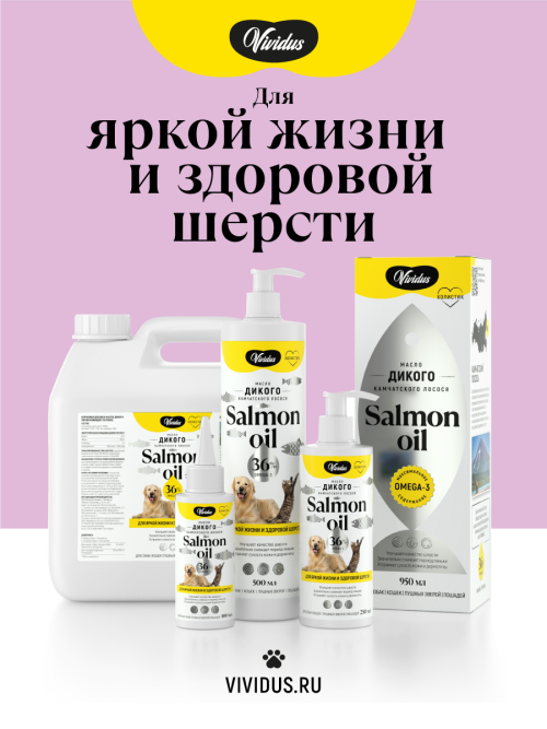 Vividus кормовая добавка для животных масло дикого лосося - 500 мл