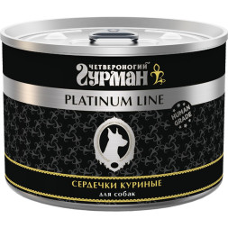Четвероногий Гурман Platinum line консервы для собак, сердечки куриные - 525 г х 6 шт