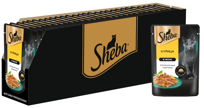 Sheba влажный корм для кошек ломтики с курицей, в желе, в паучах - 75 г х 28 шт