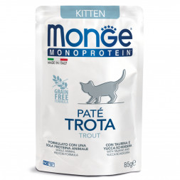 Monge Cat Monoprotein влажный корм для котят с форелью в паучах 85 г (28 шт в уп)