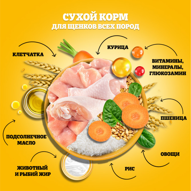 Pedigree сухой корм для щенков всех пород с курицей - 600 г