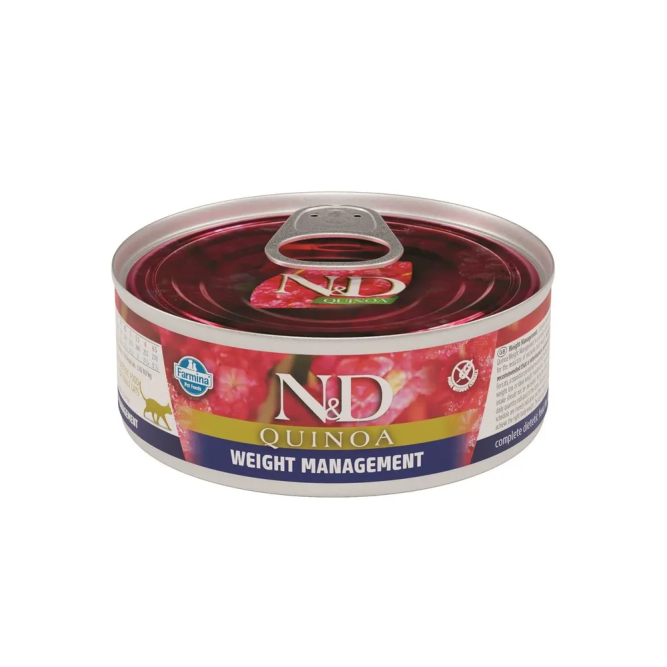 Farmina N&amp;D Quinoa Cat Weight Management влажный беззерновой корм для взрослых кошек для контроля веса с киноа и ягненком - 80 г х 24 шт