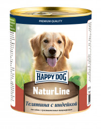 Happy Dog Natur Line консервы для взрослых собак с чувствительным пищеварением с телятиной и индейкой - 970 гр х 12 шт