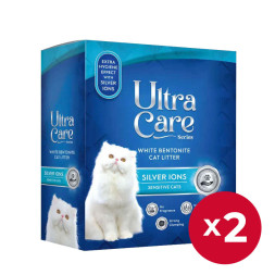 Ultra Care Silver Ions Sensitive гипоаллергенный комкующийся наполнитель для кошачьего туалета с ионами серебра - 7 кг х 2 шт