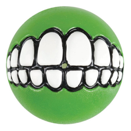 Игрушка для собак ROGZ Grinz L мяч с принтом &quot;зубы&quot; и отверстием для лакомства Лайм - 78 мм