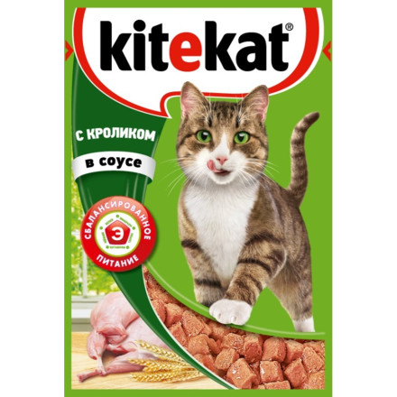 Kitekat корм для кошек в паучах с Кроликом в соусе 28 шт х 85 гр