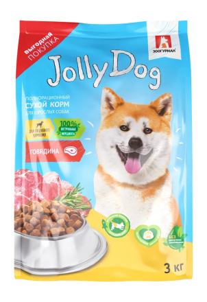 Зоогурман Jolly Dog сухой корм для взрослых собак, с говядиной - 3 кг