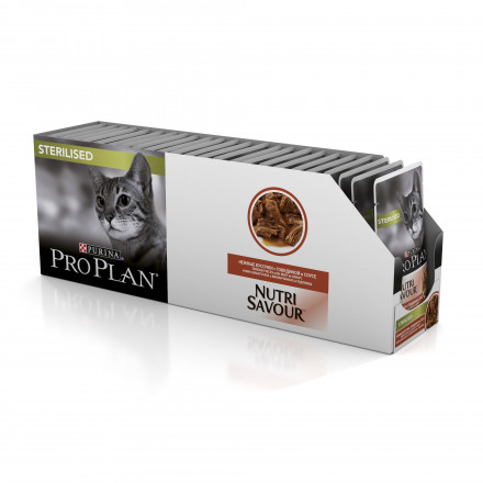 Pro Plan Cat Adult NutriSavour Sterilised влажный корм для стерилизованных кошек с говядиной в соусе - 85 г