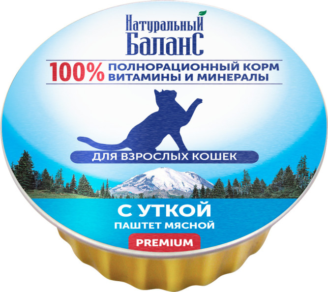 Натуральный Баланс влажный корм для кошек, паштет с уткой, в ламистерах - 100 г х 32 шт