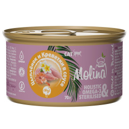 Molina консервы для кошек с цыпленком и креветками, в соусе - 70 г x 12 шт