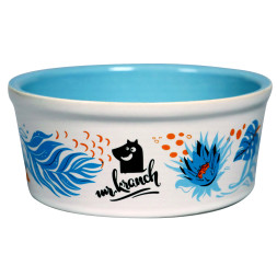 Mr.Kranch миска для собак и кошек из фарфора &quot;Тропики&quot;, 350 мл, голубая