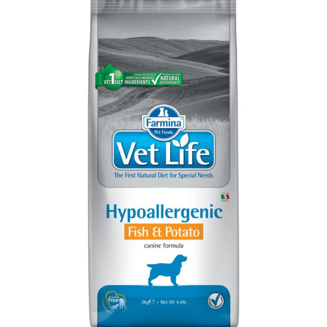 Farmina Vet Life Dog Hypoallergenic Fish &amp; Potato сухой корм для взрослых собак с пищевой аллергией с рыбой и картофелем - 2 кг