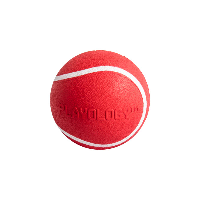 Playology SQUEAKY CHEW BALL жевательный мяч для собак средних и крупных пород с пищалкой и с ароматом говядины, 8 см, красный