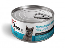 1st Choice Skin &amp; Coat влажный корм для котят для кожи и шерсти с тунцом и курицей в консервах - 85 г х 12 шт