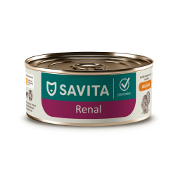 Savita Preventive Renal влажный корм для взрослых кошек для профилактики болезней почек с индейкой, в консервах - 100 г х 12 шт