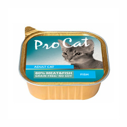 Pro Cat влажный корм для взрослых кошек паштет с рыбой, в ламистерах - 100 г х 16 шт