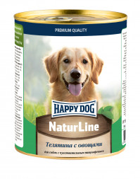 Happy Dog Natur Line консервы для взрослых собак с чувствительным пищеварением с телятиной и овощами - 970 гр х 12 шт