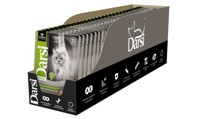 Darsi паучи для стерилизованных кошек с курицей - 85 г х 32 шт