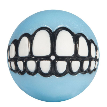 Rogz Игрушка для щенков Pupz Grinz мяч с принтом &quot;зубы&quot; и отверстием для лакомства, голубой, d= 64 мм