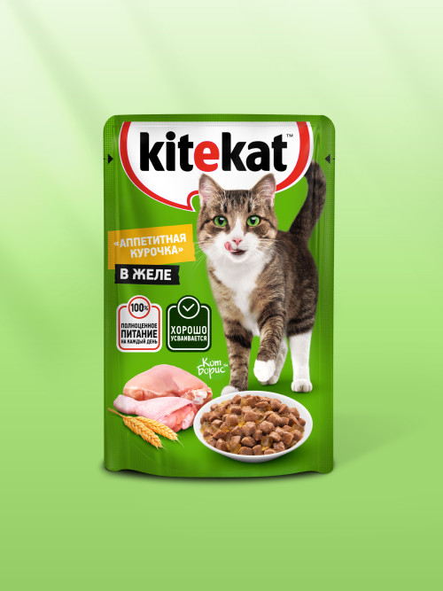 Kitekat влажный корм для кошек с курицей в желе, в паучах - 85 г х 28 шт
