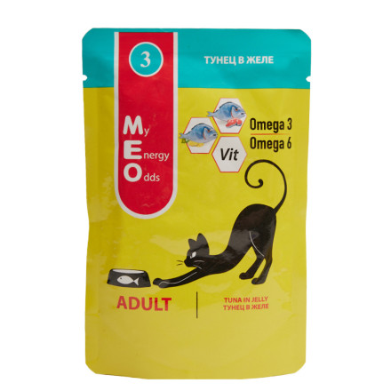 MEO влажный корм для взрослых кошек с тунцом в желе, в паучах - 80 г х 12 шт