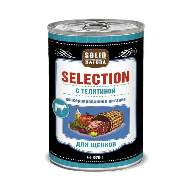 Solid Natura Selection Телятина влажный корм для щенков в жестяной банке 970 г х 6 шт