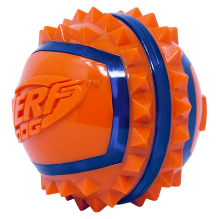 NERF игрушка для собак мяч с шипами из термопластичной резины, синий оранжевый - 9 см
