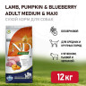 Изображение товара Farmina N&D Pumpkin Dog Grain Free Lamb & Blueberry Adult Medium & Maxi сухой беззерновой корм для взрослых собак средних и крупных пород с ягненком, черникой и тыквой - 12 кг