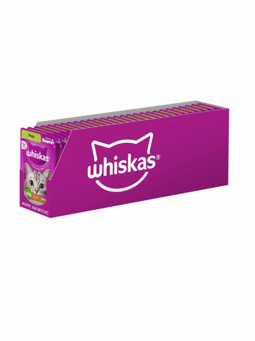 Whiskas влажный корм для взрослых кошек, паштет с уткой, в паучах - 75 г х 28 шт