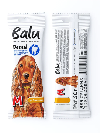 Балу лакомство жевательное Dental для собак средних пород - размер M - 36 г