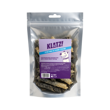 KLATZ! лакомство для взрослых собак всех пород &quot;Рулетики из кожи трески&quot; - 100 г