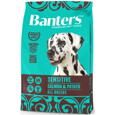 Banters Sensitive сухой корм для взрослых собак с чувствительным пищеварением с лососем и картофелем - 3 кг