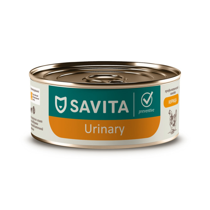 Savita Preventive Urinary влажный корм для взрослых кошек для профилактики мочекаменной болезни с птицей, в консервах - 100 г х 12 шт
