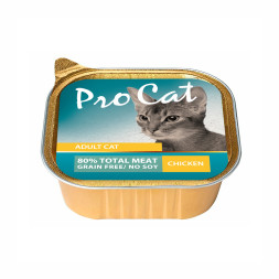 Pro Cat влажный корм для взрослых кошек паштет с курицей, в ламистерах - 100 г х 16 шт