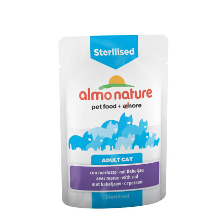 Almo Nature Functional Adult Cat Sterilised with Code консервы с треской для взрослых кастрированных котов и стерилизованных кошек - 70 г х 30 шт