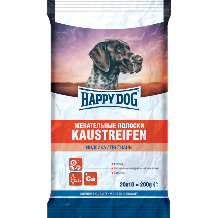 Happy Dog жевательные полоски для взрослых собак с индейкой - 200 г
