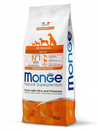 Monge Dog Speciality сухой корм для взрослых собак всех пород с уткой, рисом и картофелем - 12 кг