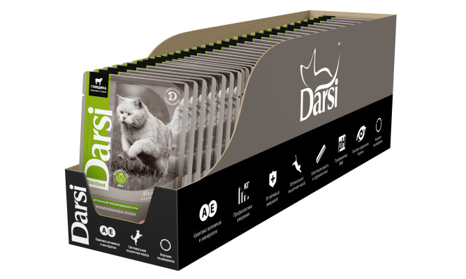Darsi паучи для стерилизованных кошек с говядиной - 85 г х 32 шт