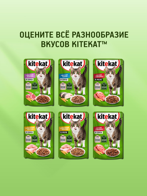 Kitekat влажный корм для кошек с курицей в соусе, в паучах - 85 г х 28 шт