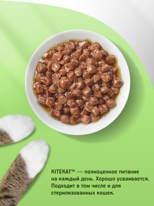Kitekat влажный корм для кошек с курицей в соусе, в паучах - 85 г х 28 шт