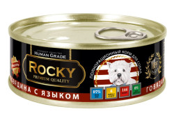 Rocky влажный корм для взрослых собак мясное ассорти с говядиной и языком, в консервах - 100 г х 24 шт