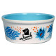 Mr.Kranch миска для собак и кошек из фарфора "Тропики", 450 мл, голубая