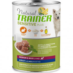Trainer Natural Sensitive Plus влажный корм для взрослых собак средних и крупных пород с кроликом и рисом - 400 г (24 шт в уп)