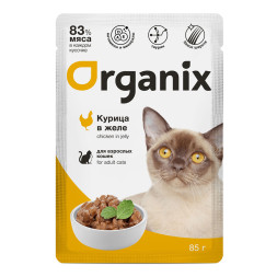 Organix паучи для взрослых кошек, с курицей, в желе - 85 г х 25 шт