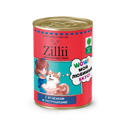 Zillii влажный корм для взрослых собак всех пород с ягненком и потрошками, в консервах - 350 г х 12 шт